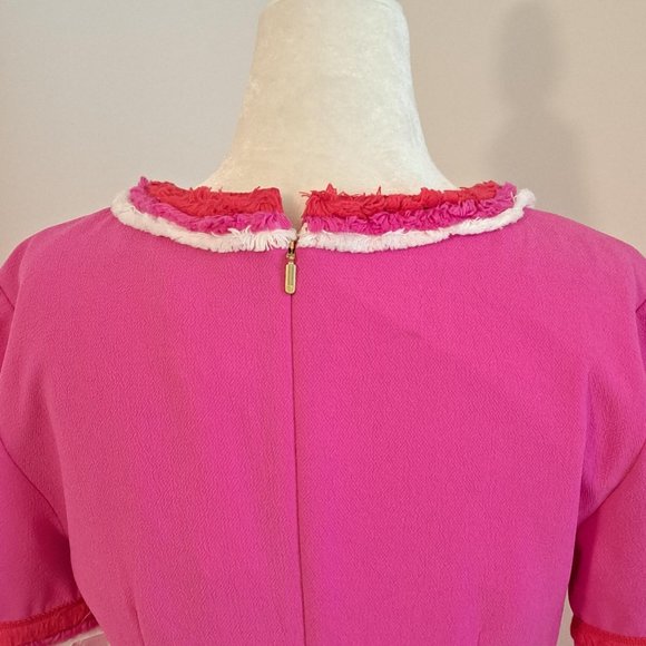 Trina Turk Short Sleeve Fringe NecklineTrim Mini Dress Size 2 NWT - Picture 7 of 9